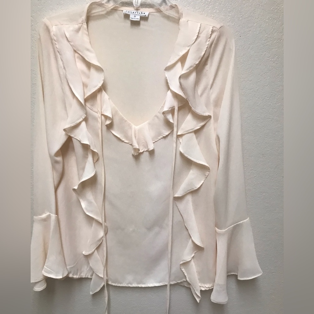 Love Riche top| Love Riche bell sleeves ruffle tie front|long sleeves bl…